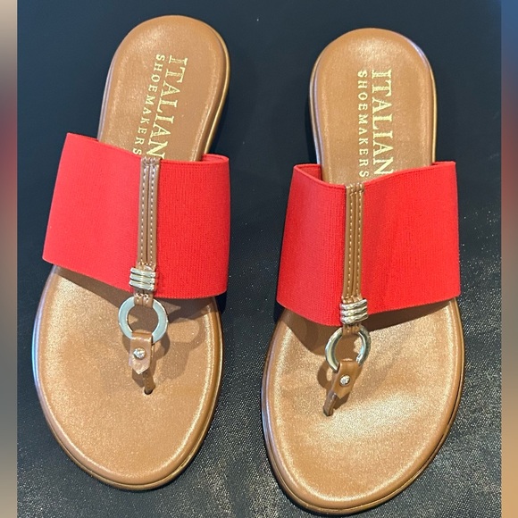 Ladies Red Strap Sandals with Box, 71/2 - Picture 4 of 7